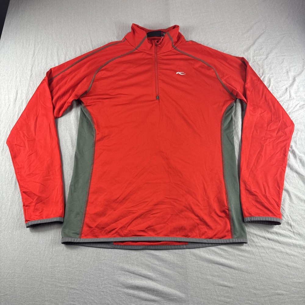 KJus Feel 1/2 Zip Pullover Mens L Red Mid Layer Sweatshirt Outdoors Performance